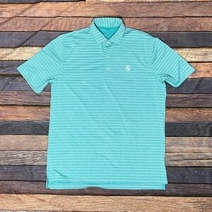 Johnnie-O Green Striped Mens Polo Golf Short Sleeve Preppy Country Club Shirt